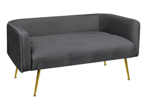 Divano Due Posti In Velluto Gambe In Acciaio Color Oro Divanetto 2 Persone 126x49x57 Cm Design Moderno Soggiorno Panca Pie Di Letto - Stone