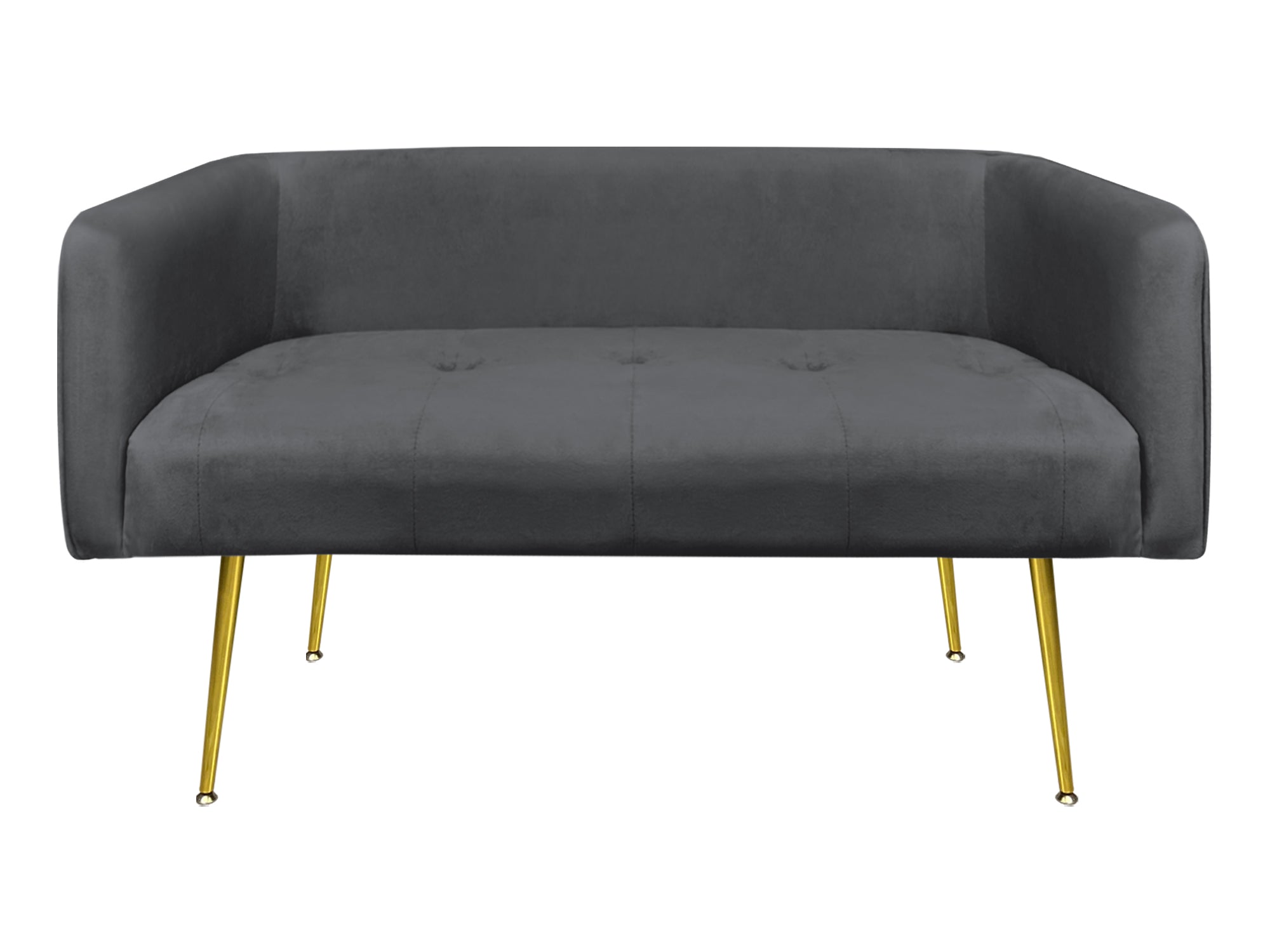 Divano Due Posti In Velluto Gambe In Acciaio Color Oro Divanetto 2 Persone 126x49x57 Cm Design Moderno Soggiorno Panca Pie Di Letto - Stone