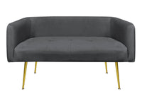 Divano Due Posti In Velluto Gambe In Acciaio Color Oro Divanetto 2 Persone 126x49x57 Cm Design Moderno Soggiorno Panca Pie Di Letto - Stone