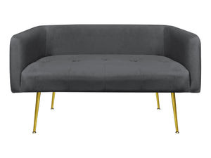Divano Due Posti In Velluto Gambe In Acciaio Color Oro Divanetto 2 Persone 126x49x57 Cm Design Moderno Soggiorno Panca Pie Di Letto - Stone