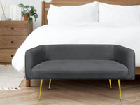 Divano Due Posti In Velluto Gambe In Acciaio Color Oro Divanetto 2 Persone 126x49x57 Cm Design Moderno Soggiorno Panca Pie Di Letto - Stone