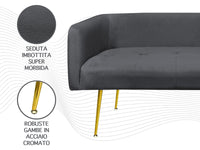 Divano Due Posti In Velluto Gambe In Acciaio Color Oro Divanetto 2 Persone 126x49x57 Cm Design Moderno Soggiorno Panca Pie Di Letto - Stone