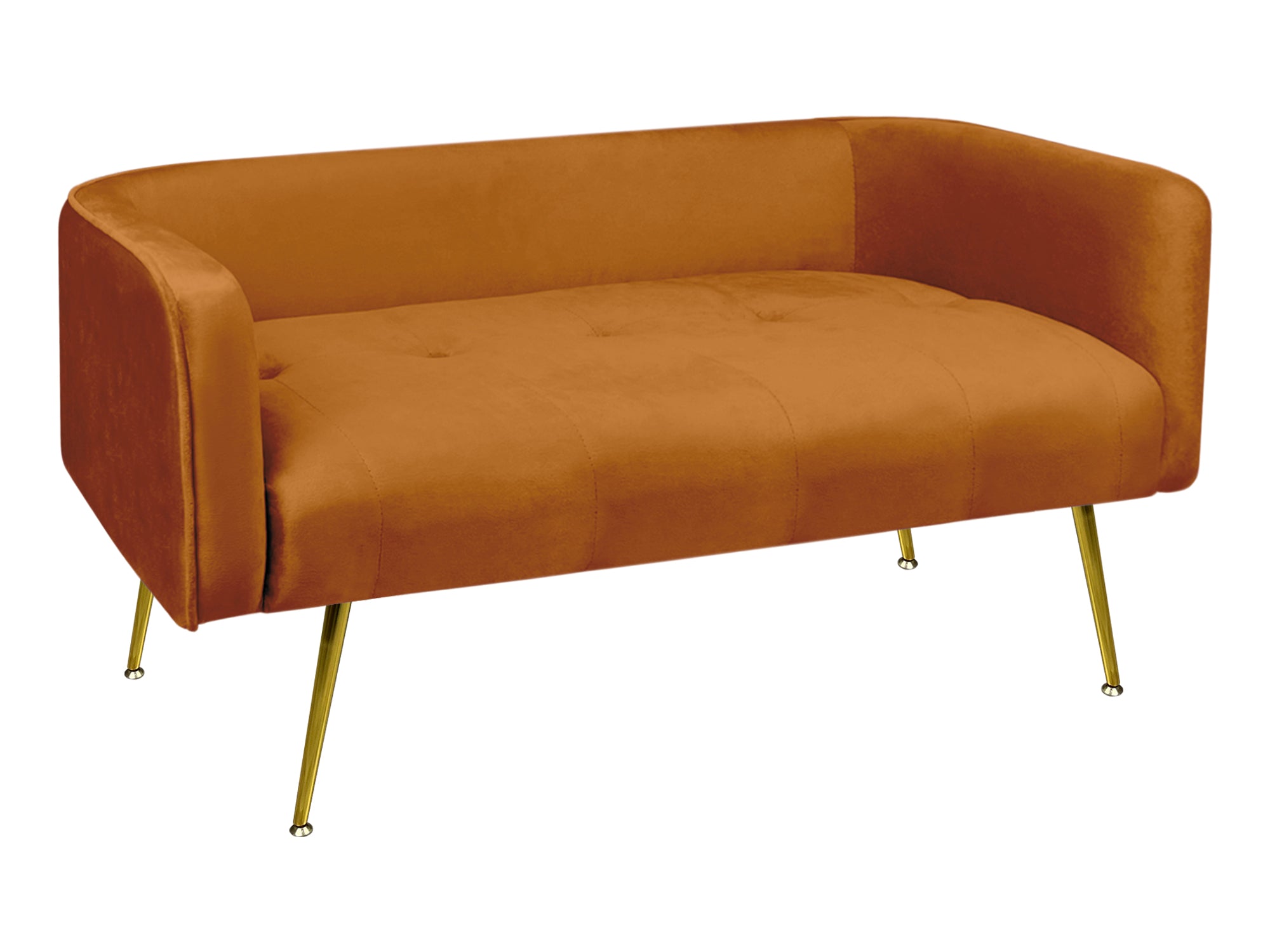 Divano Due Posti In Velluto Gambe In Acciaio Color Oro Divanetto 2 Persone 126x49x57 Cm Design Moderno Soggiorno Panca Pie Di Letto - Ruggine