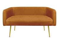 Divano Due Posti In Velluto Gambe In Acciaio Color Oro Divanetto 2 Persone 126x49x57 Cm Design Moderno Soggiorno Panca Pie Di Letto - Ruggine