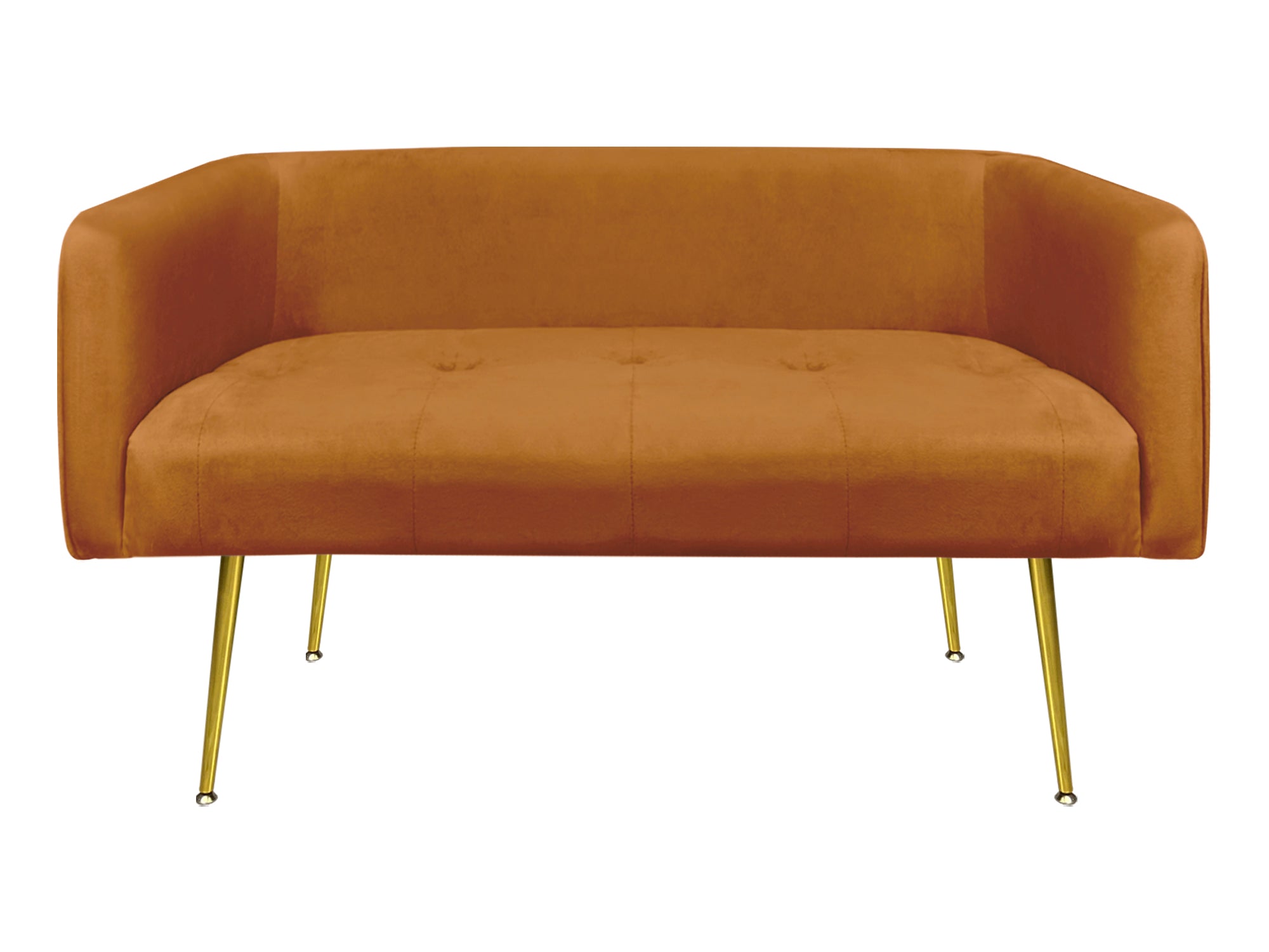 Divano Due Posti In Velluto Gambe In Acciaio Color Oro Divanetto 2 Persone 126x49x57 Cm Design Moderno Soggiorno Panca Pie Di Letto - Ruggine