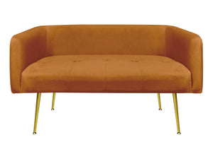 Divano Due Posti In Velluto Gambe In Acciaio Color Oro Divanetto 2 Persone 126x49x57 Cm Design Moderno Soggiorno Panca Pie Di Letto - Ruggine
