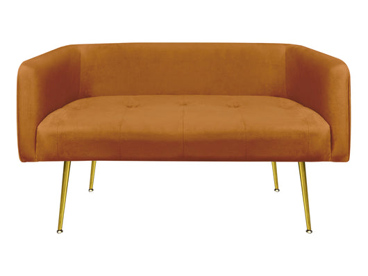 Divano Due Posti In Velluto Gambe In Acciaio Color Oro Divanetto 2 Persone 126x49x57 Cm Design Moderno Soggiorno Panca Pie Di Letto - Ruggine