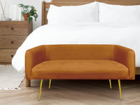 Divano Due Posti In Velluto Gambe In Acciaio Color Oro Divanetto 2 Persone 126x49x57 Cm Design Moderno Soggiorno Panca Pie Di Letto - Ruggine