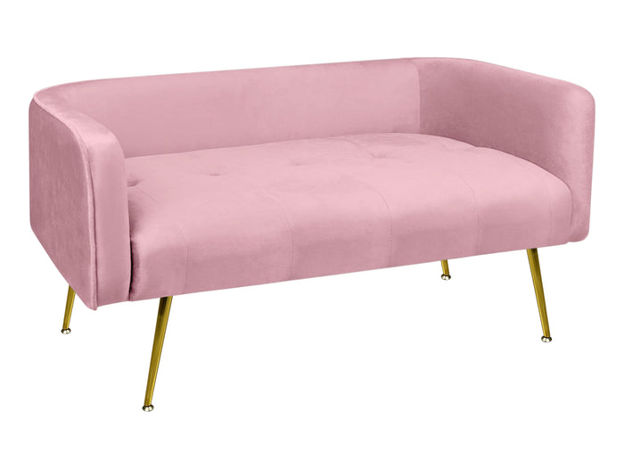 Divano Due Posti In Velluto Gambe In Acciaio Color Oro Divanetto 2 Persone 126x49x57 Cm Design Moderno Soggiorno Panca Pie Di Letto - Rosa
