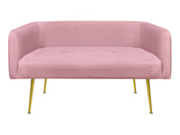 Divano Due Posti In Velluto Gambe In Acciaio Color Oro Divanetto 2 Persone 126x49x57 Cm Design Moderno Soggiorno Panca Pie Di Letto - Rosa