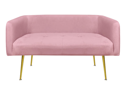 Divano Due Posti In Velluto Gambe In Acciaio Color Oro Divanetto 2 Persone 126x49x57 Cm Design Moderno Soggiorno Panca Pie Di Letto - Rosa