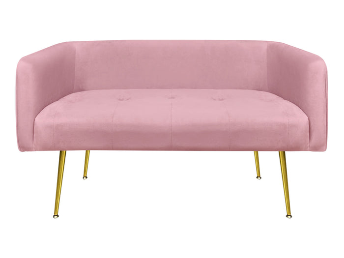 Divano Due Posti In Velluto Gambe In Acciaio Color Oro Divanetto 2 Persone 126x49x57 Cm Design Moderno Soggiorno Panca Pie Di Letto - Rosa