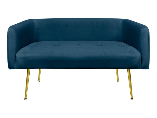 Divano Due Posti In Velluto Gambe In Acciaio Color Oro Divanetto 2 Persone 126x49x57 Cm Design Moderno Soggiorno Panca Pie Di Letto - Petrolio