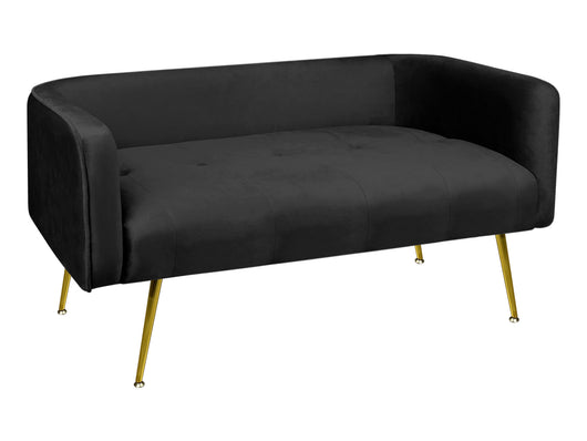 Divano Due Posti In Velluto Gambe In Acciaio Color Oro Divanetto 2 Persone 126x49x57 Cm Design Moderno Soggiorno Panca Pie Di Letto - Nero