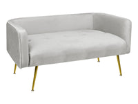 Divano Due Posti In Velluto Gambe In Acciaio Color Oro Divanetto 2 Persone 126x49x57 Cm Design Moderno Soggiorno Panca Pie Di Letto - Grigio chiaro