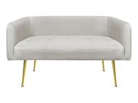 Divano Due Posti In Velluto Gambe In Acciaio Color Oro Divanetto 2 Persone 126x49x57 Cm Design Moderno Soggiorno Panca Pie Di Letto - Grigio chiaro