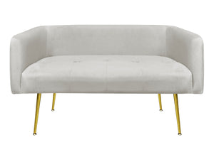 Divano Due Posti In Velluto Gambe In Acciaio Color Oro Divanetto 2 Persone 126x49x57 Cm Design Moderno Soggiorno Panca Pie Di Letto - Grigio chiaro