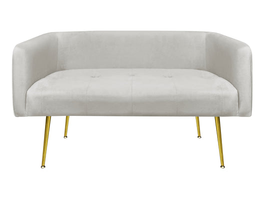 Divano Due Posti In Velluto Gambe In Acciaio Color Oro Divanetto 2 Persone 126x49x57 Cm Design Moderno Soggiorno Panca Pie Di Letto - Grigio chiaro