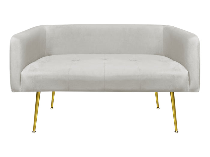 Divano Due Posti In Velluto Gambe In Acciaio Color Oro Divanetto 2 Persone 126x49x57 Cm Design Moderno Soggiorno Panca Pie Di Letto - Grigio chiaro