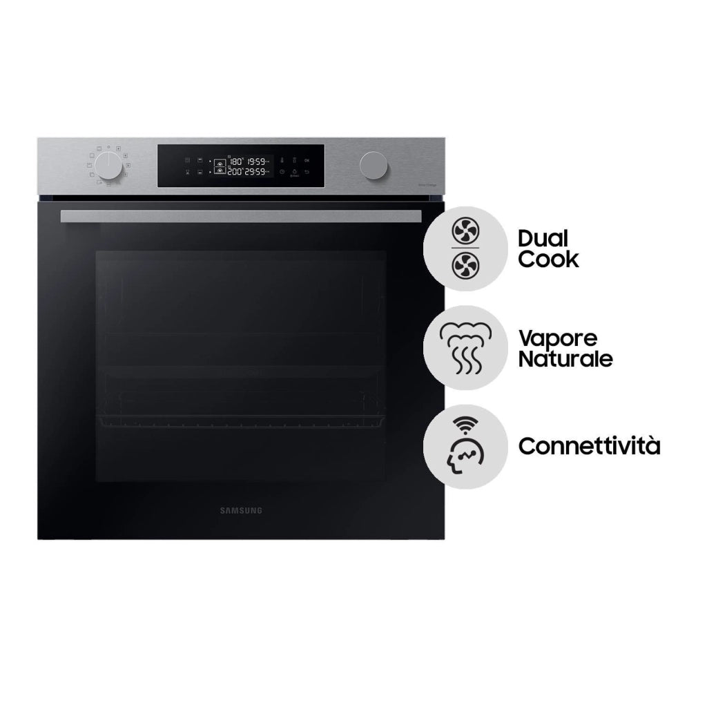 Samsung NV7B44403BS Forno Elettrico Multifunzione da incasso a Vapore Dual Cook Capacita' 76 Litri Classe Energetica A 40 Programmi Wi-Fi Nero-Acciaio Inossidabile