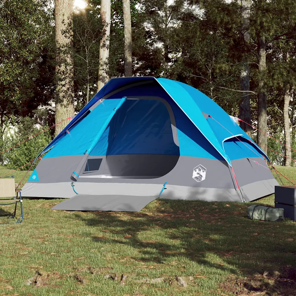Tenda da Campeggio a Cupola per 4 Persone Blu Impermeabile 94778