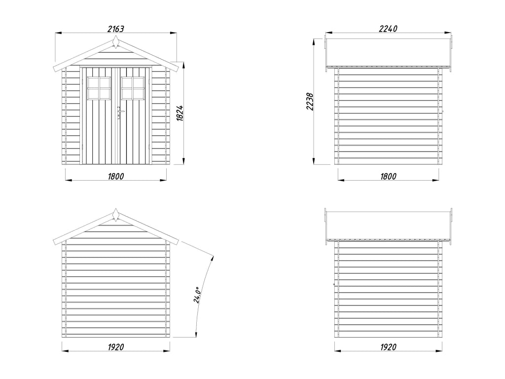 Casetta in legno non trattato Mila 200X200