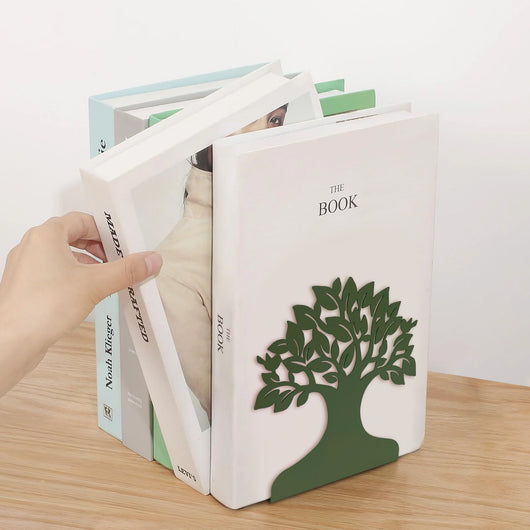 Set 2 Pezzi Fermalibri In Metallo Antigraffio Per Mensole Libreria Design Moderno Supporto Porta Libro Antiscivolo Mensola Decorazione Casa Ufficio Scrivania Cd Riviste Idea Regalo Organizzatore  - Albero