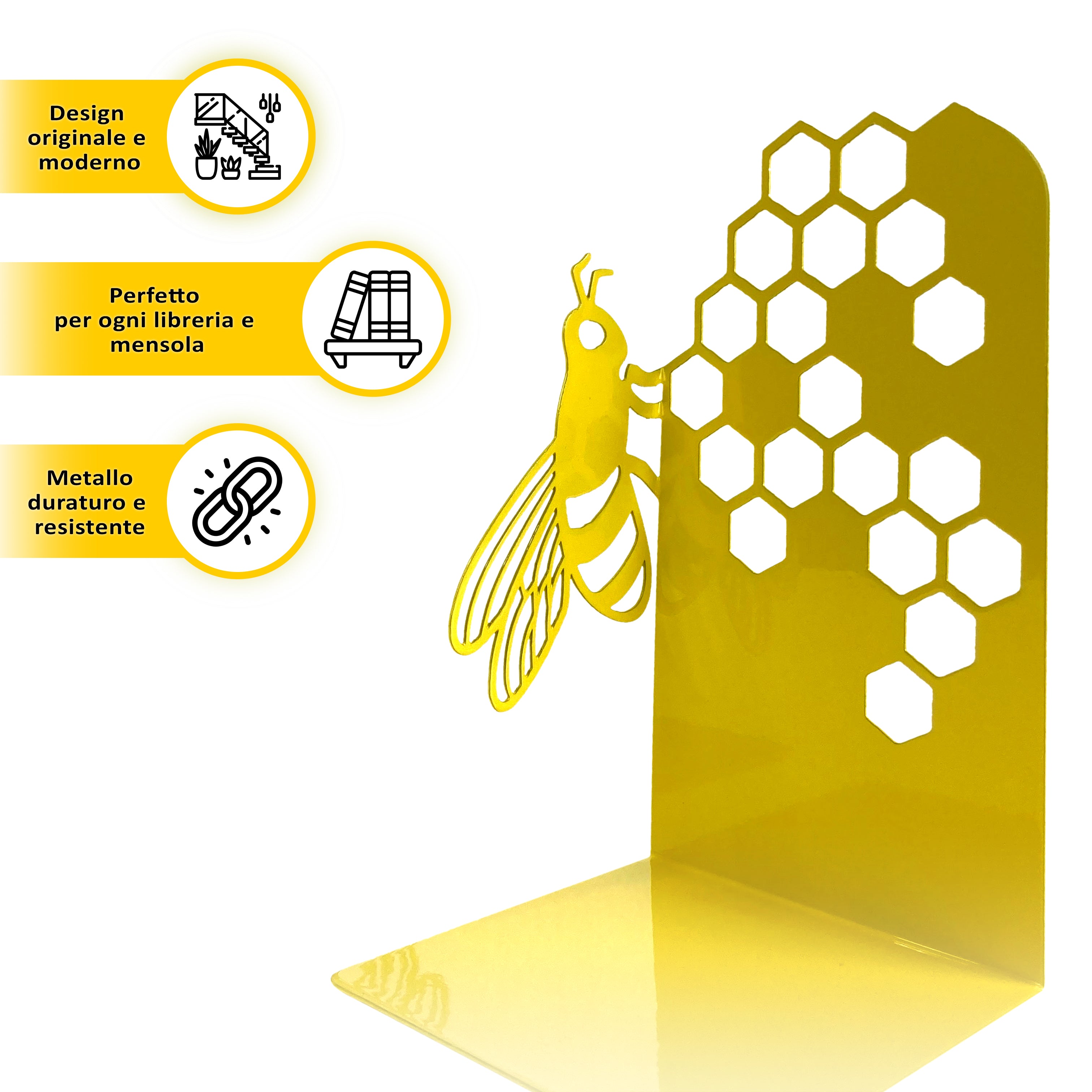 Set 2 Pezzi Fermalibri In Metallo Antigraffio Per Mensole Libreria Design Moderno Supporto Porta Libro Antiscivolo Mensola Decorazione Casa Ufficio Scrivania Cd Riviste Idea Regalo Organizzatore  - Api