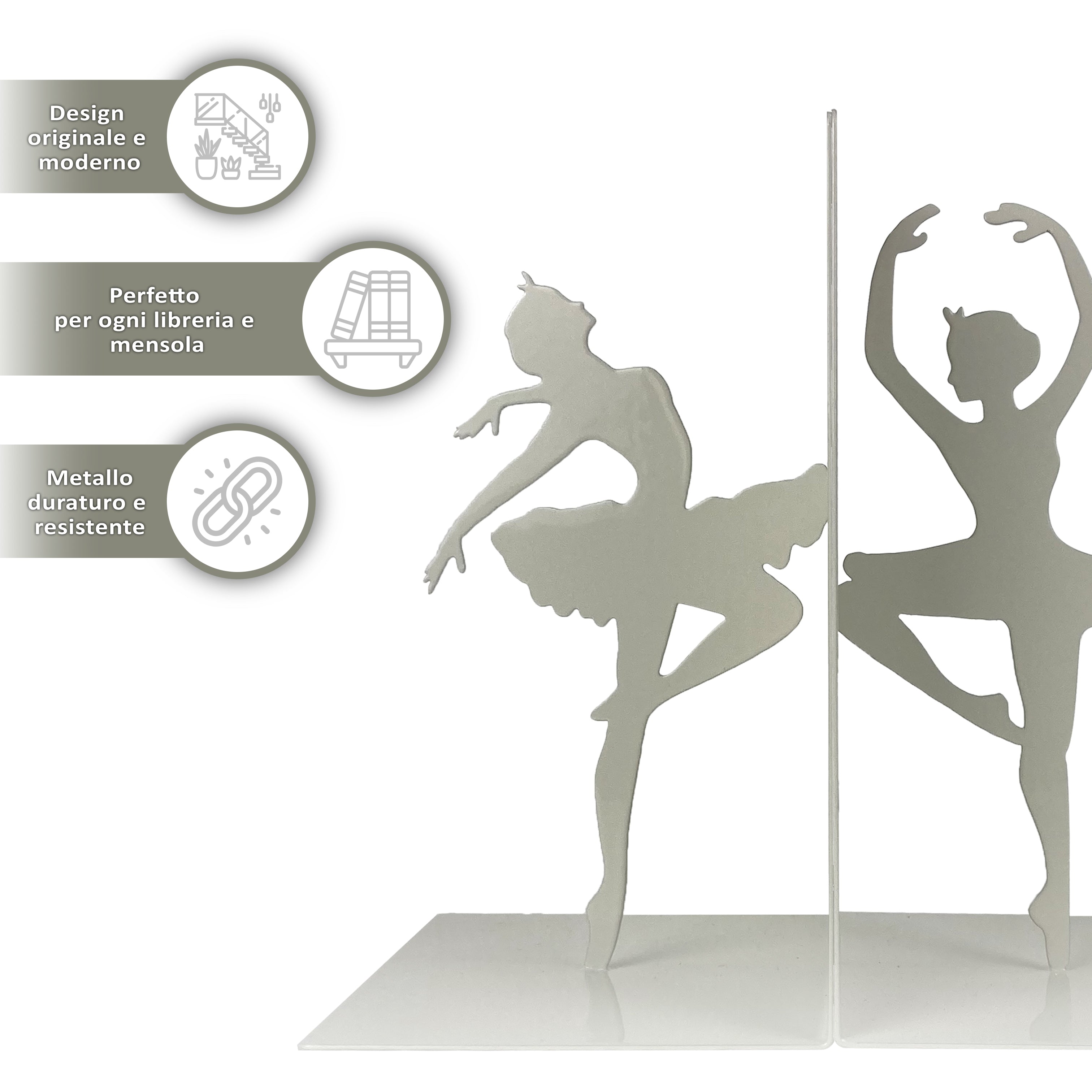 Set 2 Pezzi Fermalibri In Metallo Antigraffio Per Mensole Libreria Design Moderno Supporto Porta Libro Antiscivolo Mensola Decorazione Casa Ufficio Scrivania Cd Riviste Idea Regalo Organizzatore  - Bellerine