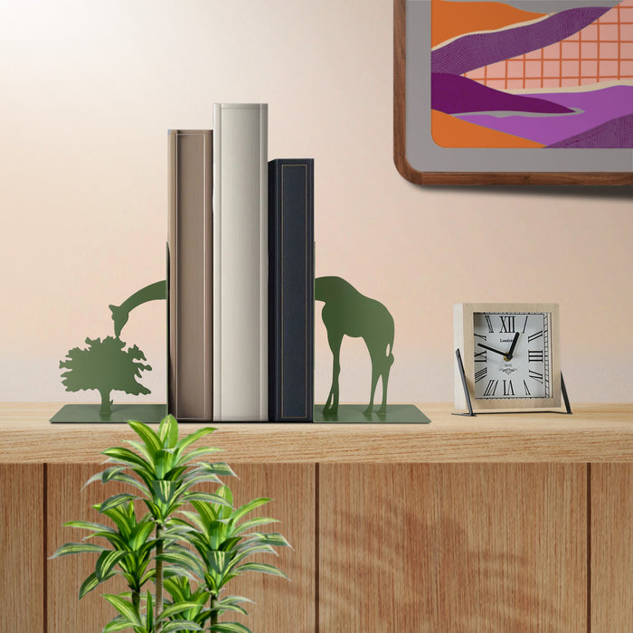 Set 2 Pezzi Fermalibri In Metallo Antigraffio Per Mensole Libreria Design Moderno Supporto Porta Libro Antiscivolo Mensola Decorazione Casa Ufficio Scrivania Cd Riviste Idea Regalo Organizzatore  - Giraffa