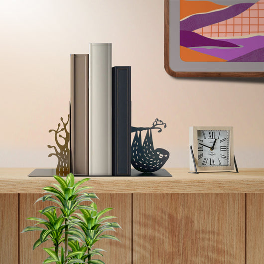 Set 2 Pezzi Fermalibri In Metallo Antigraffio Per Mensole Libreria Design Moderno Supporto Porta Libro Antiscivolo Mensola Decorazione Casa Ufficio Scrivania Cd Riviste Idea Regalo Organizzatore  - Civetta