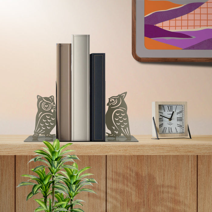 Set 2 Pezzi Fermalibri In Metallo Antigraffio Per Mensole Libreria Design Moderno Supporto Porta Libro Antiscivolo Mensola Decorazione Casa Ufficio Scrivania Cd Riviste Idea Regalo Organizzatore  - Gufetti