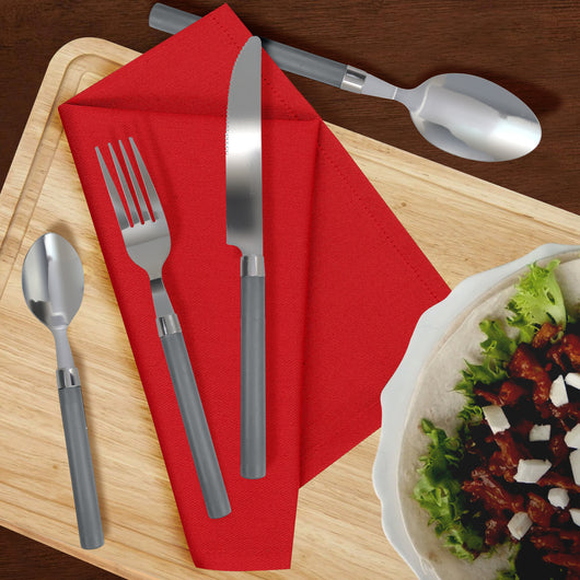 Servizio 24 Pezzi Posate Tavola Acciaio Inox Manici Colorati Tinta Unita Colori Moderni 6x Forchetta Coltello Cucchiaio Cucchiaino Lavabili Lavastoviglie Certificate Contatto Alimenti - Grigio