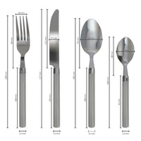 Servizio 24 Pezzi Posate Tavola Acciaio Inox Manici Colorati Tinta Unita Colori Moderni 6x Forchetta Coltello Cucchiaio Cucchiaino Lavabili Lavastoviglie Certificate Contatto Alimenti - Grigio