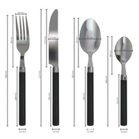 Servizio 24 Pezzi Posate Tavola Acciaio Inox Manici Colorati Tinta Unita Colori Moderni 6x Forchetta Coltello Cucchiaio Cucchiaino Lavabili Lavastoviglie Certificate Contatto Alimenti - Nero