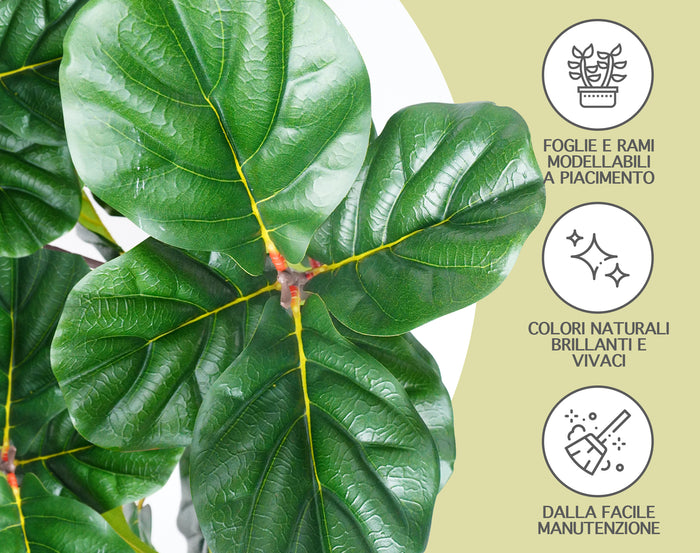 Pianta Finta Da Interno Artificiale Grandi Varie Altezze 100/150/180 Cm Artificiali Vari Modelli Modellabili Decorazioni Casa Ufficio - Fico Foglia Violino - Altezza 100cm