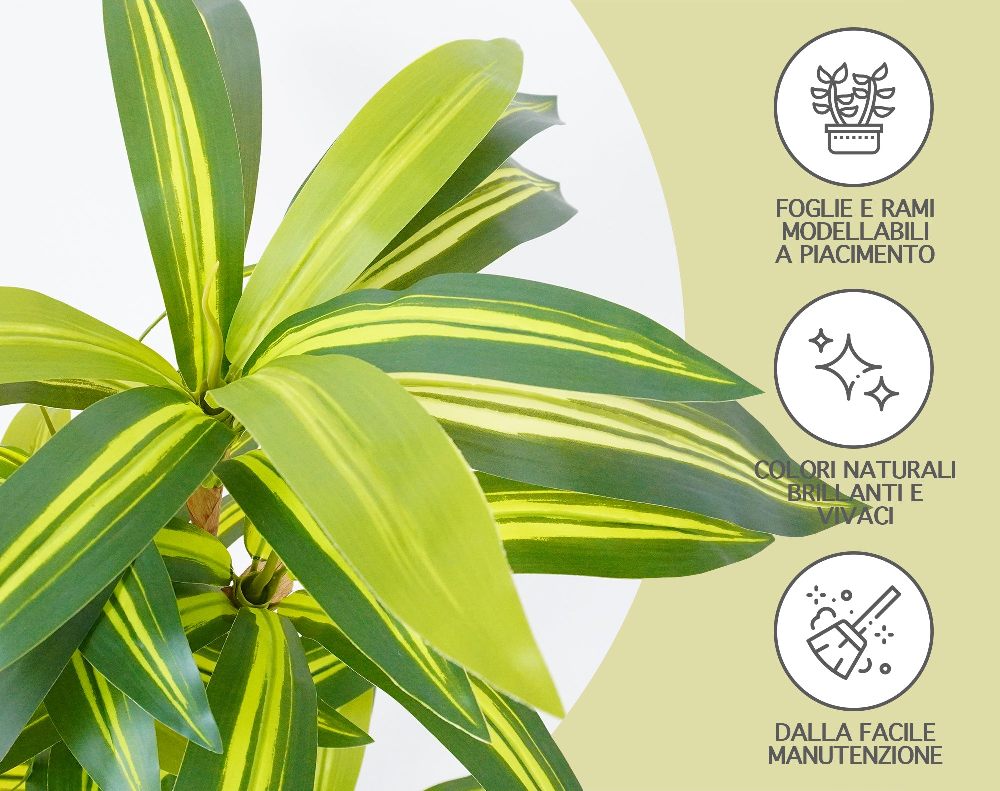 Pianta Finta Da Interno Artificiale Grandi Varie Altezze 100/150/180 Cm Artificiali Vari Modelli Modellabili Decorazioni Casa Ufficio - Dracaena - Altezza 100cm