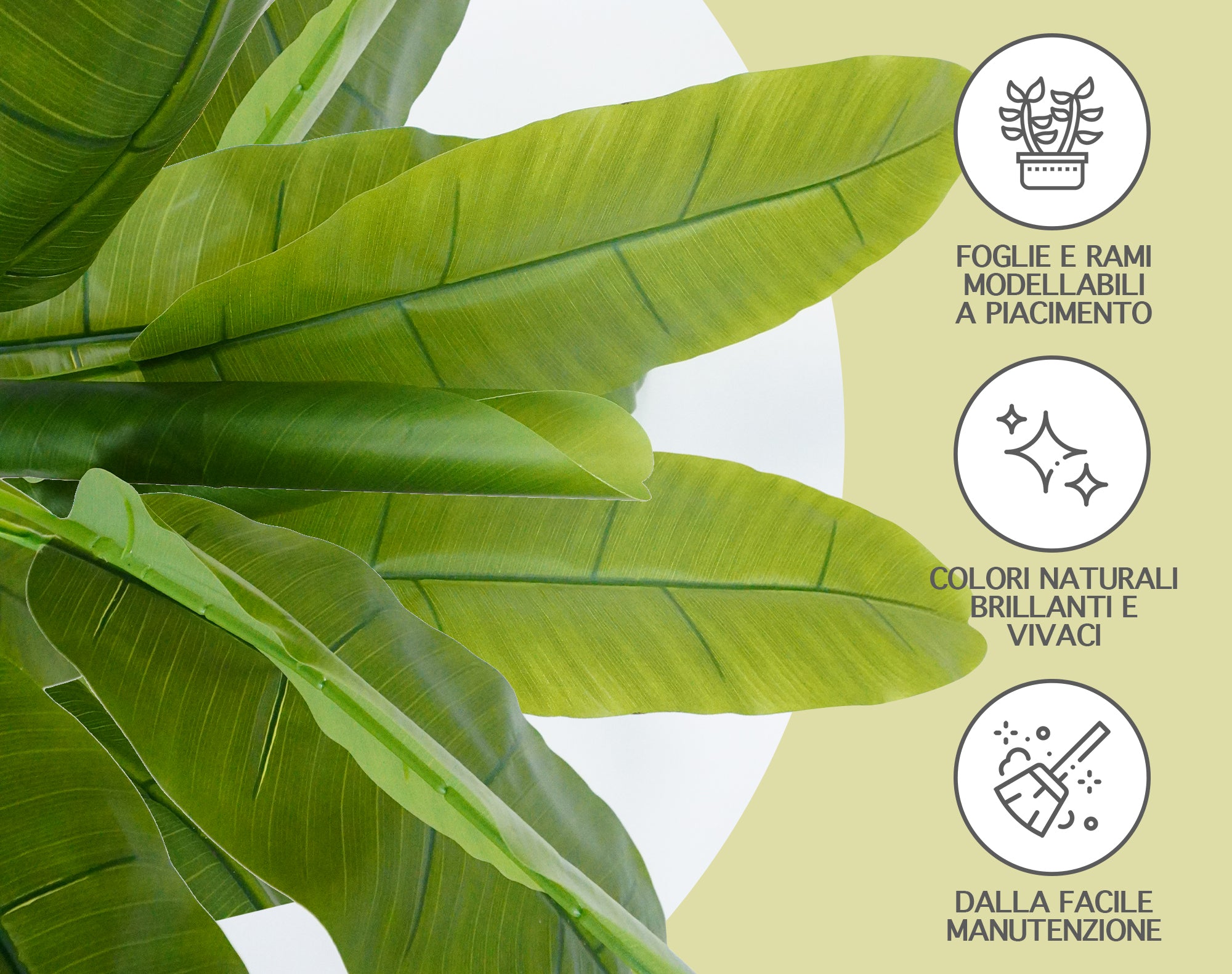 Pianta Finta Da Interno Artificiale Grandi Varie Altezze 100/150/180 Cm Artificiali Vari Modelli Modellabili Decorazioni Casa Ufficio - Banano - Altezza 100cm