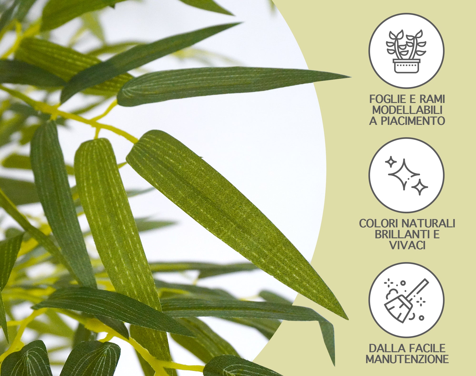 Pianta Finta Da Interno Artificiale Grandi Varie Altezze 100/150/180 Cm Artificiali Vari Modelli Modellabili Decorazioni Casa Ufficio - Bambù - Altezza 180cm