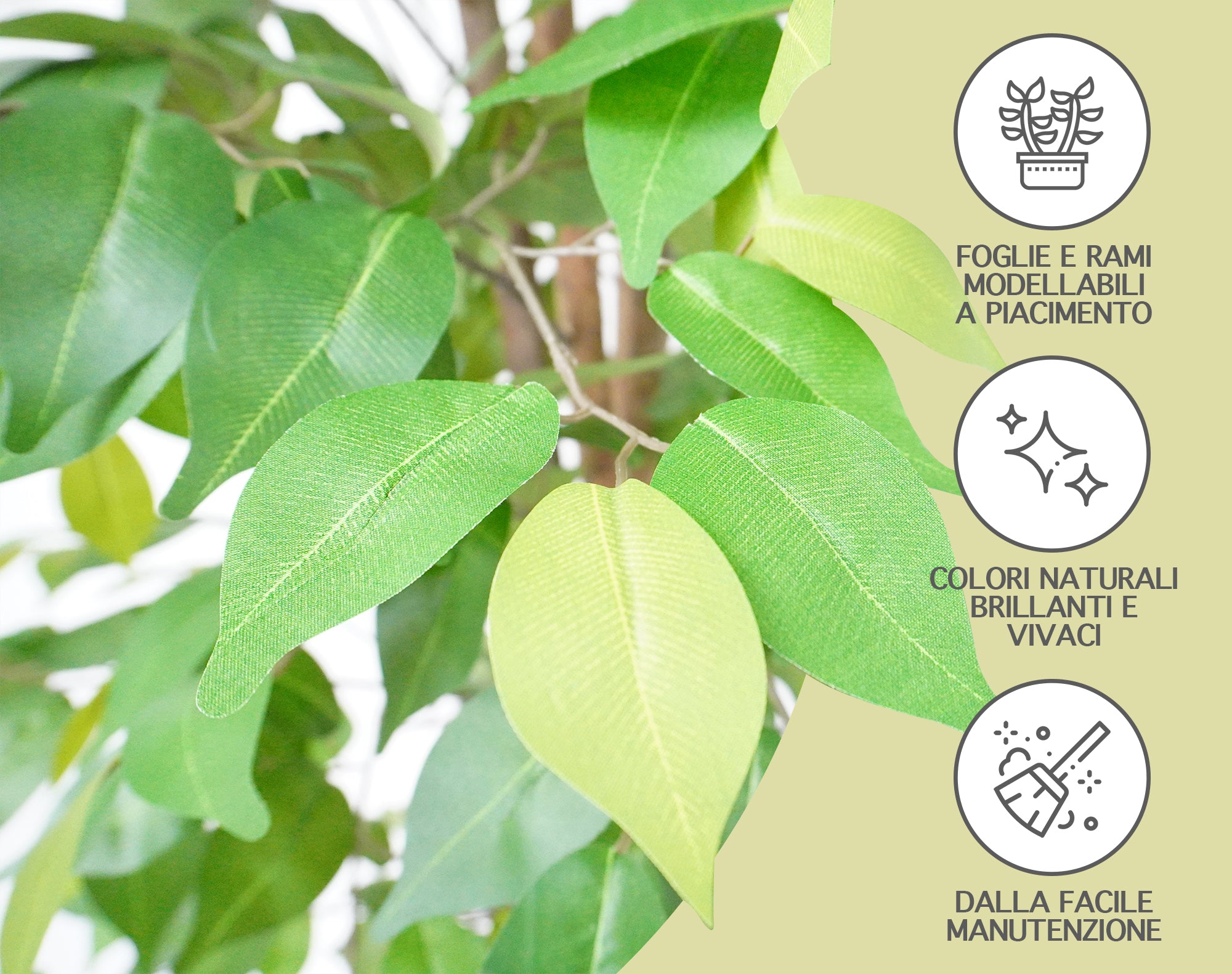 Pianta Finta Da Interno Artificiale Grandi Varie Altezze 100/150/180 Cm Artificiali Vari Modelli Modellabili Decorazioni Casa Ufficio - Albero di Fico - Altezza 150cm