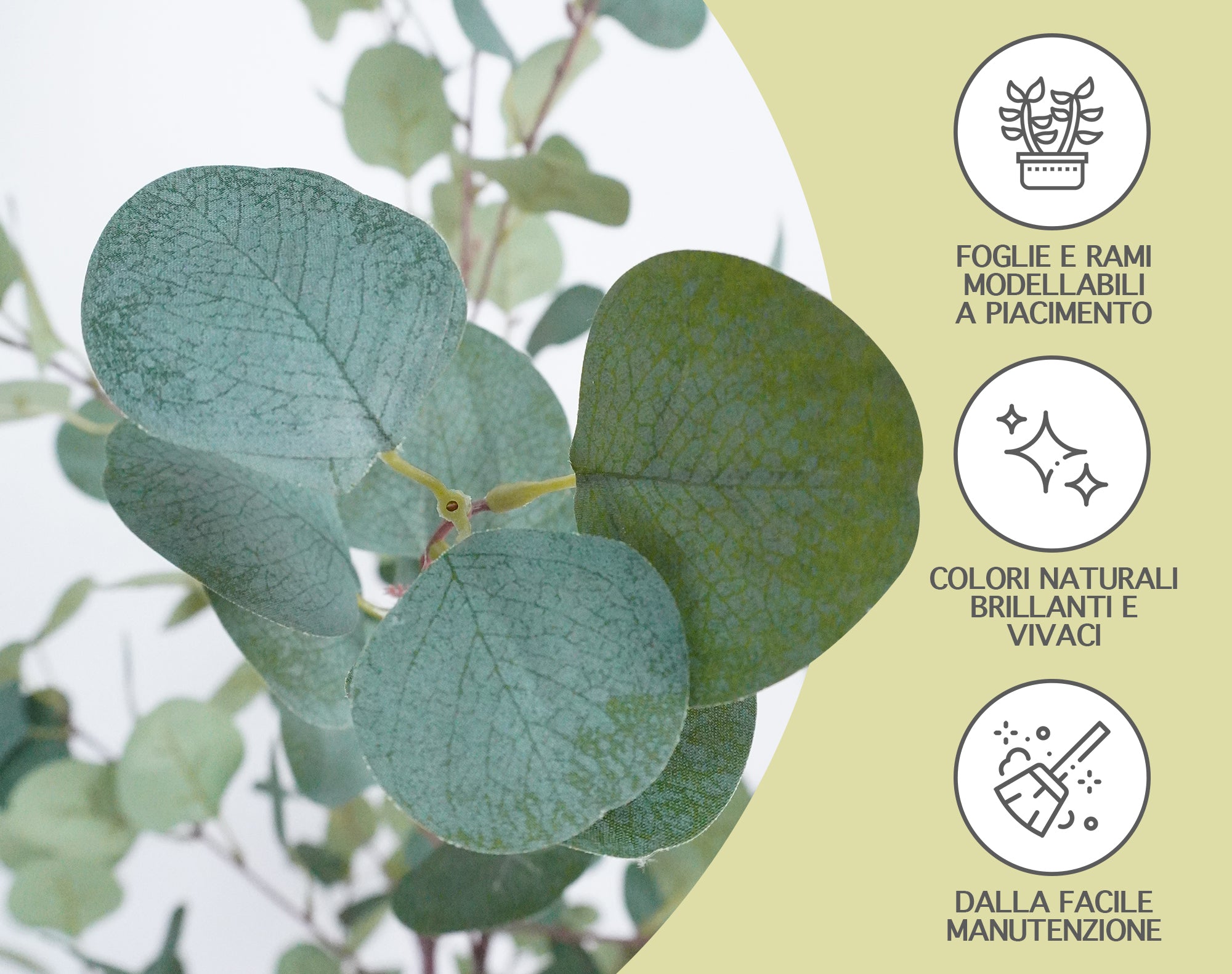 Pianta Finta Da Interno Artificiale Grandi Varie Altezze 100/150/180 Cm Artificiali Vari Modelli Modellabili Decorazioni Casa Ufficio - Albero di Eucalipto - Altezza 150cm