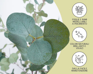 Pianta Finta Da Interno Artificiale Grandi Varie Altezze 100/150/180 Cm Artificiali Vari Modelli Modellabili Decorazioni Casa Ufficio - Albero di Eucalipto - Altezza 180cm