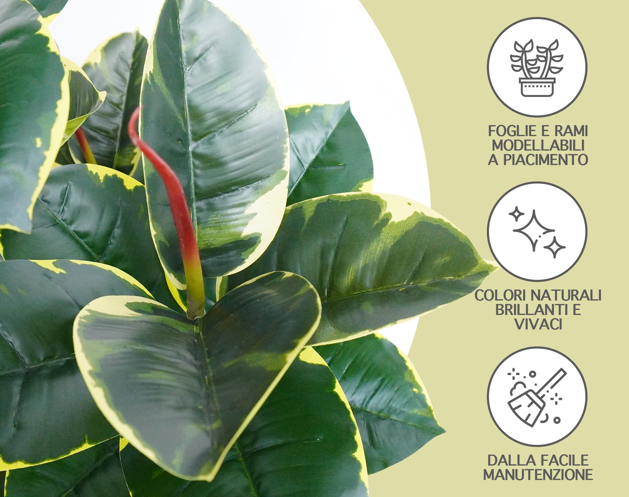 Pianta Finta Da Interno Artificiale Grandi Varie Altezze 100/150/180 Cm Artificiali Vari Modelli Modellabili Decorazioni Casa Ufficio - Albero Della Gomma - Altezza 100cm