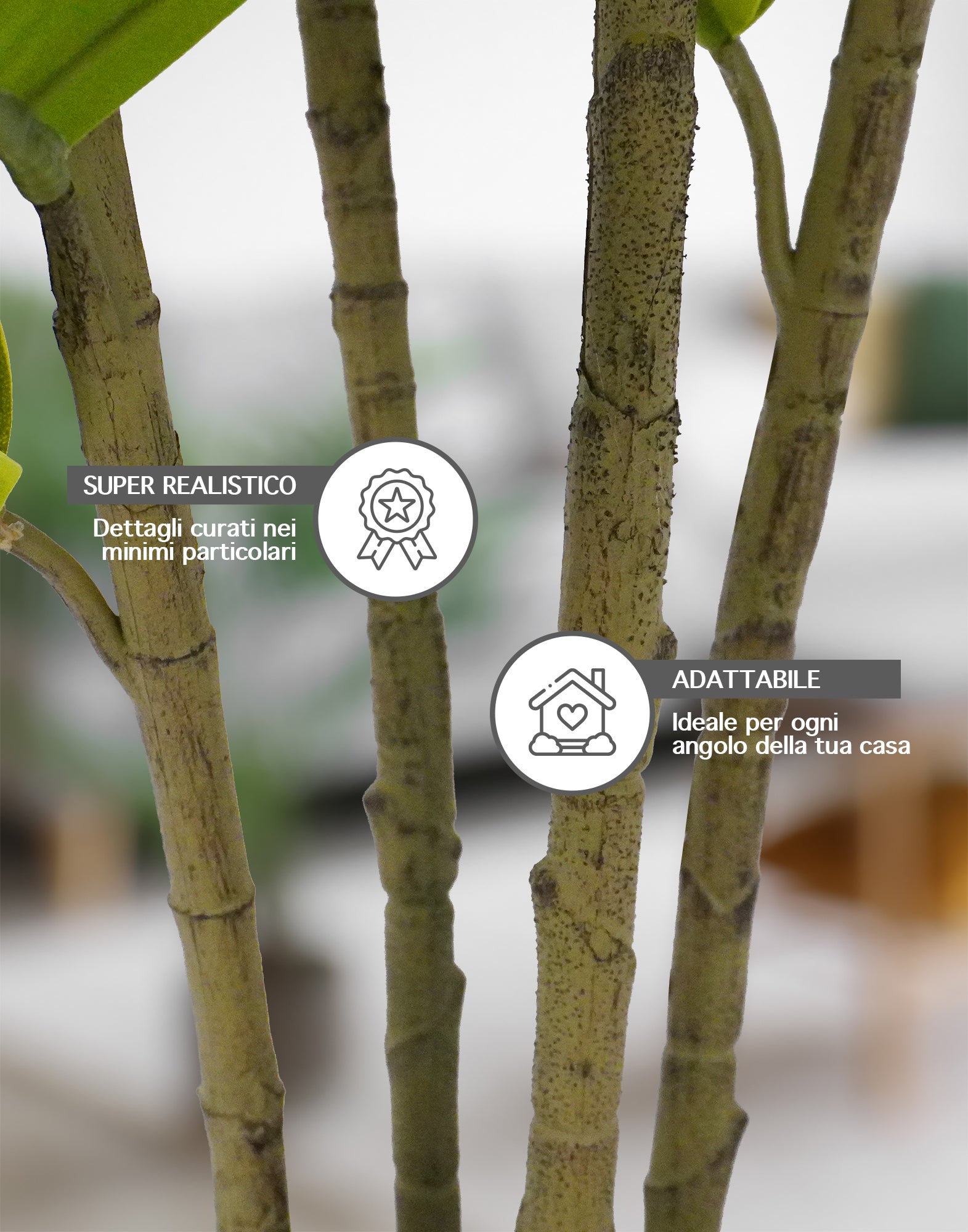 Pianta Finta Da Interno Artificiale Grandi Varie Altezze 100/150/180 Cm Artificiali Vari Modelli Modellabili Decorazioni Casa Ufficio - Albero Della Gomma - Altezza 100cm