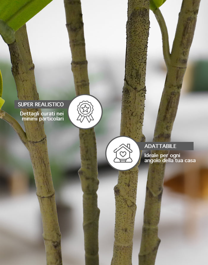 Pianta Finta Da Interno Artificiale Grandi Varie Altezze 100/150/180 Cm Artificiali Vari Modelli Modellabili Decorazioni Casa Ufficio - Albero Della Gomma - Altezza 100cm