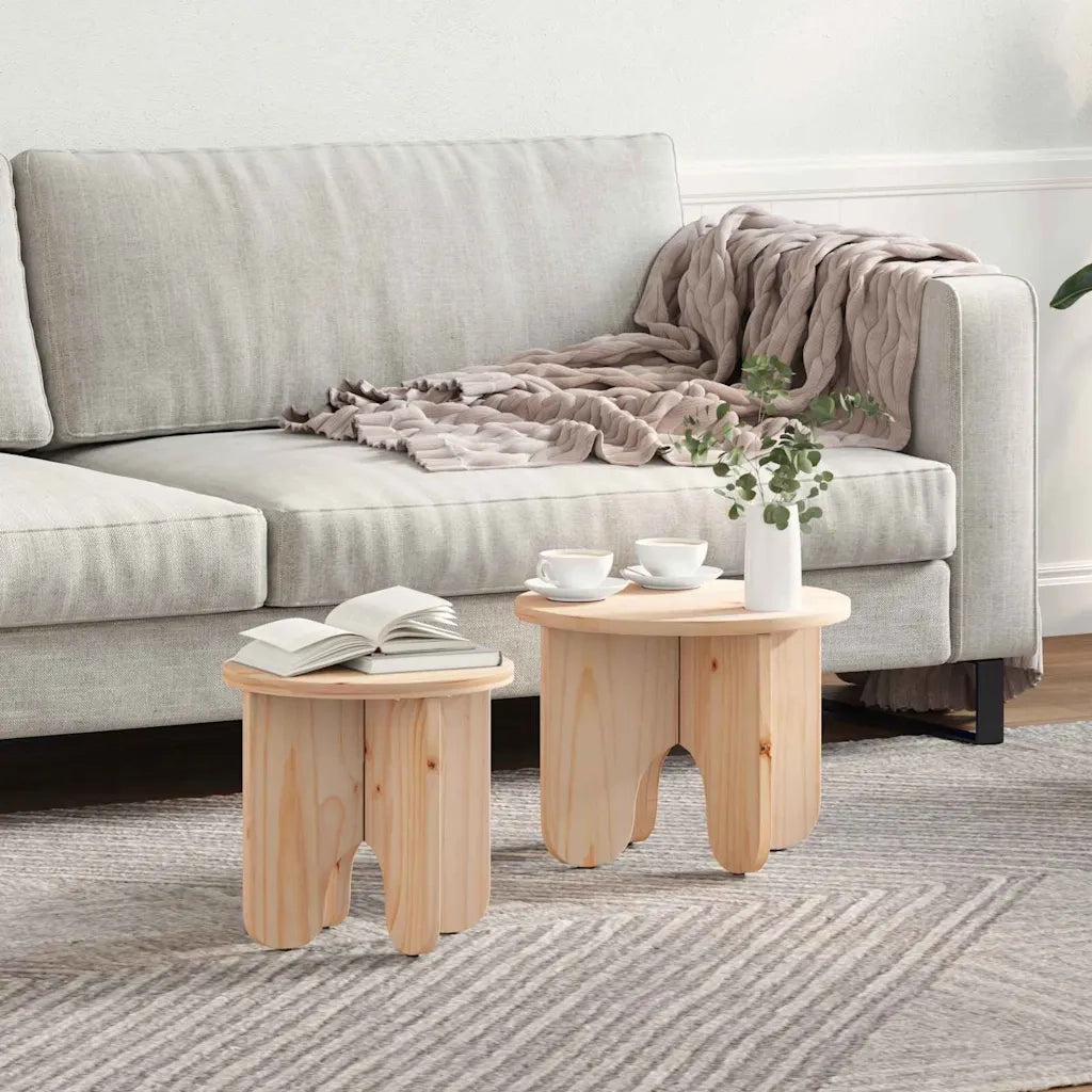 Tavolino da salotto 2 pcs Naturale Legno massello di pino 873553