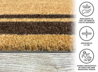  Zerbino Ingresso  In Cocco Naturale Misura XXL Grande Rettangolare 100 x 50 Cm Tappeto Asciugapassi Tappetino Antiscivolo Interno Esterno Porta Entrata Raschiafango - Marrone
