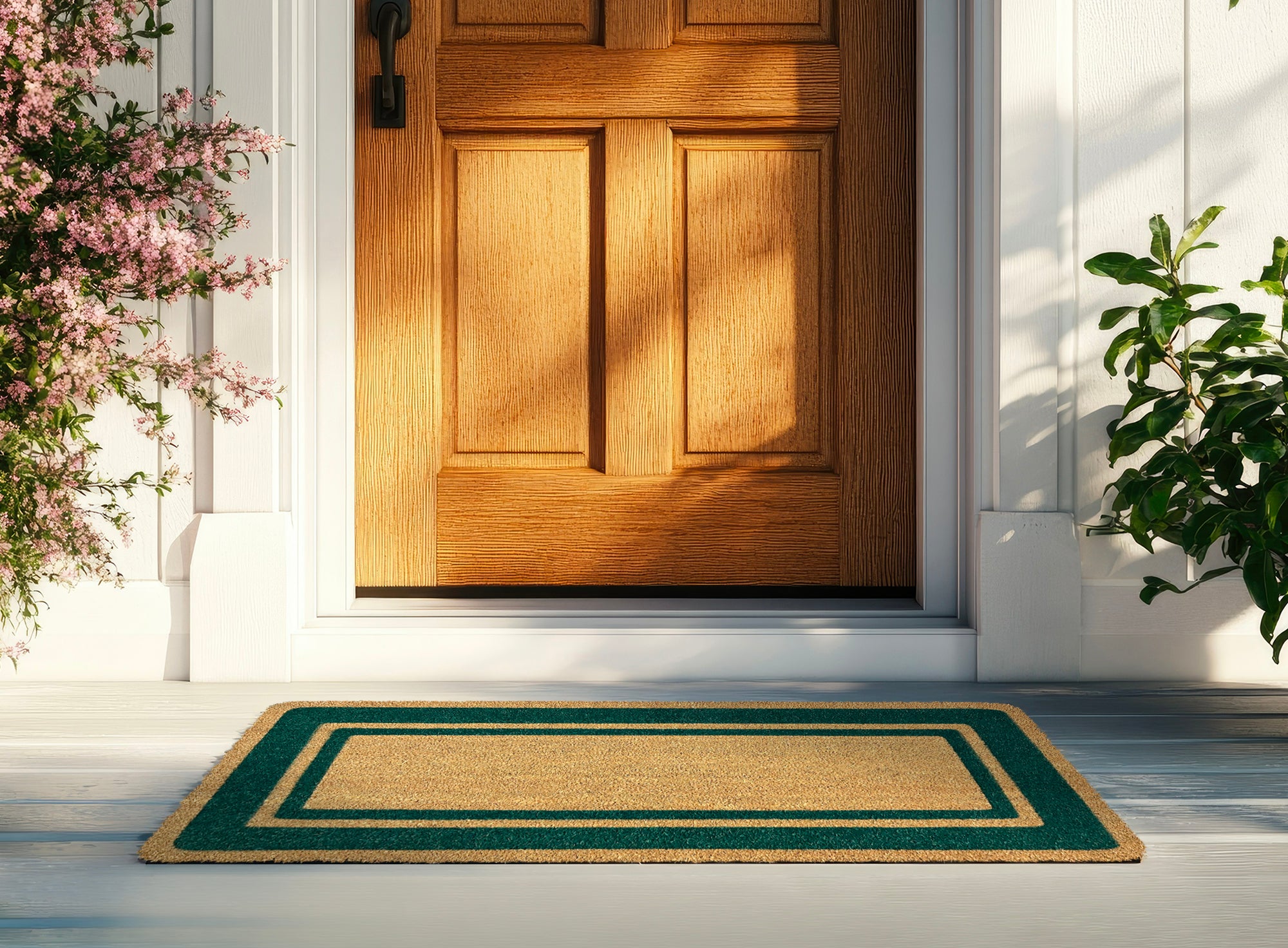  Zerbino Ingresso  In Cocco Naturale Misura XXL Grande Rettangolare 100 x 50 Cm Tappeto Asciugapassi Tappetino Antiscivolo Interno Esterno Porta Entrata Raschiafango - Verde