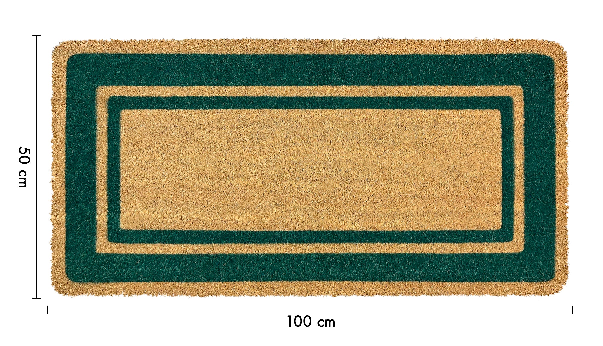  Zerbino Ingresso  In Cocco Naturale Misura XXL Grande Rettangolare 100 x 50 Cm Tappeto Asciugapassi Tappetino Antiscivolo Interno Esterno Porta Entrata Raschiafango - Verde