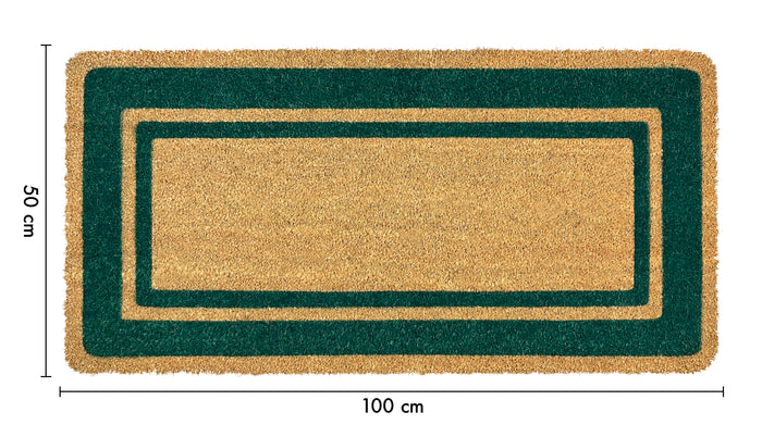  Zerbino Ingresso  In Cocco Naturale Misura XXL Grande Rettangolare 100 x 50 Cm Tappeto Asciugapassi Tappetino Antiscivolo Interno Esterno Porta Entrata Raschiafango - Verde